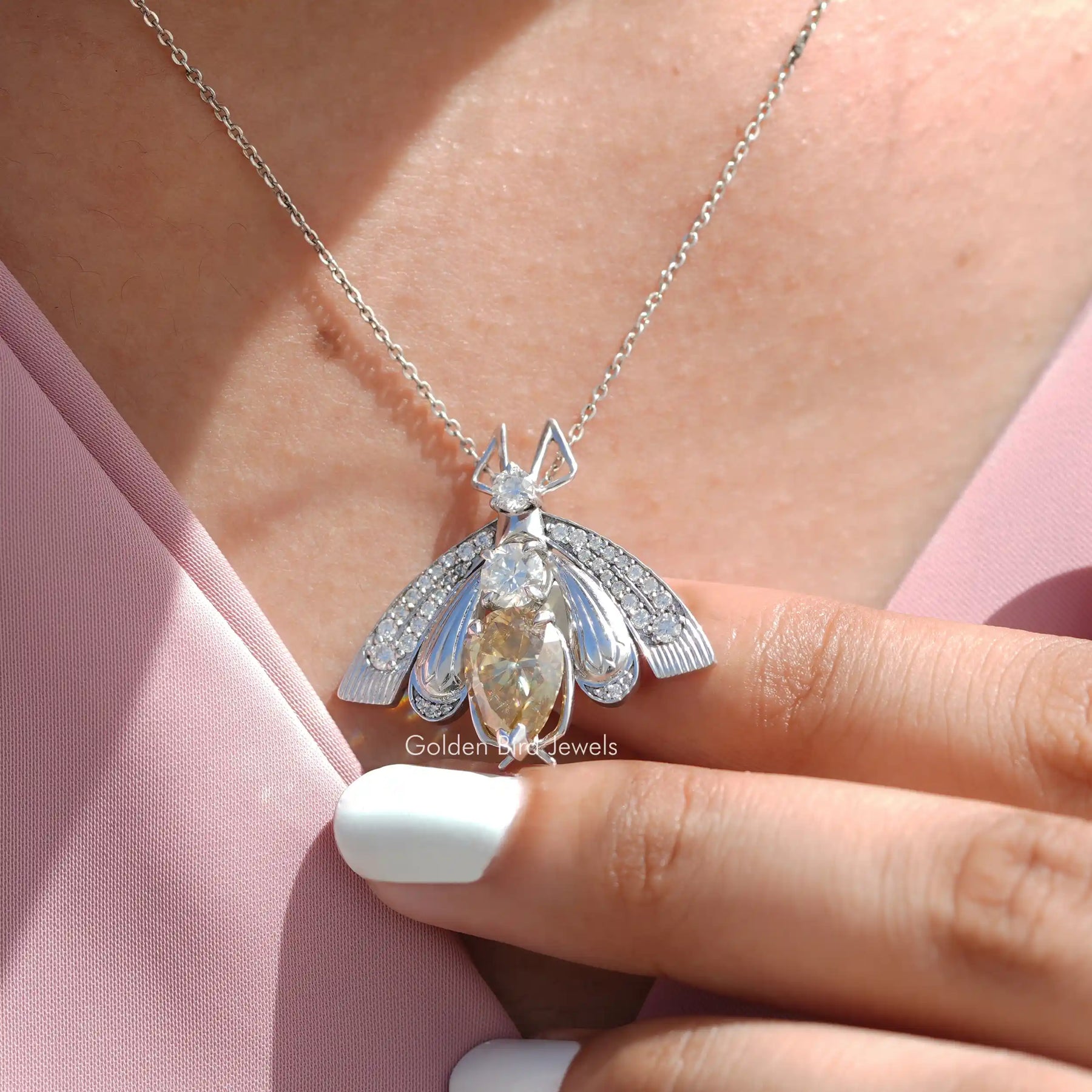 Yellow Moissanite Pear Cut Bridal Pendant