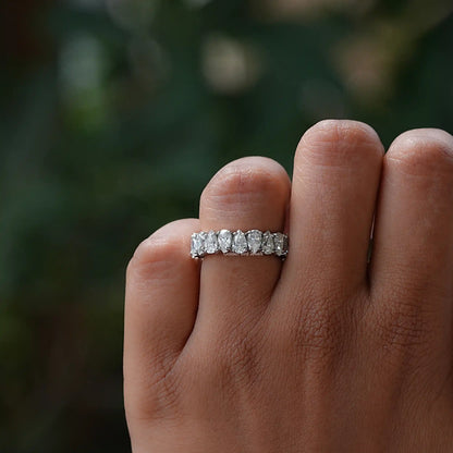 Pear Cut Full Eternity Moissanite Band For Women