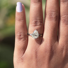 Old Mine Pear Cut Moissanite Solitaire Engagement Ring