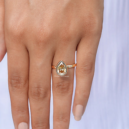 Yellow Moissanite Bezel Set Solitaire Ring 
