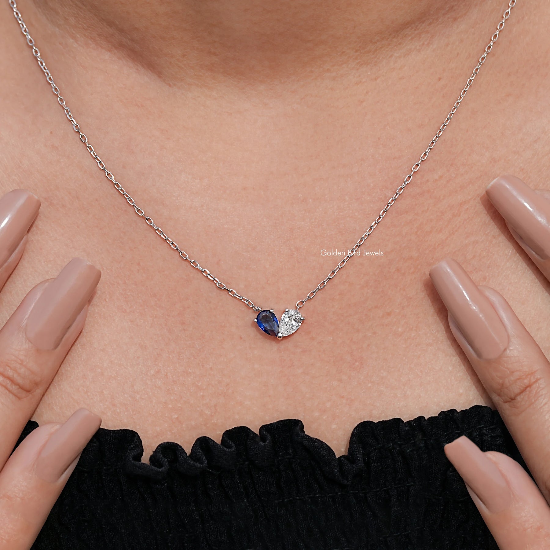 Pear Cut Gemstone Toi Moi Engagement Pendant
