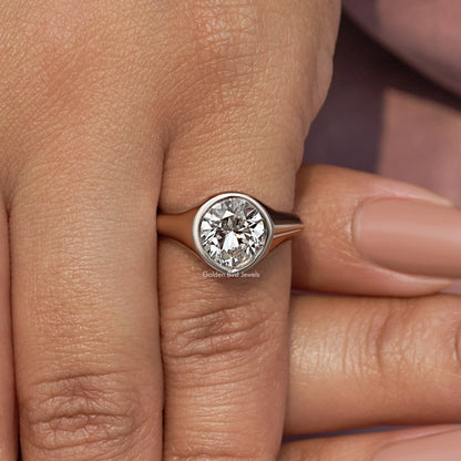 Pear Cut Lab Grown Bezel Set Engagement Ring