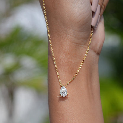 In hand showing view of diamond  solitaire pendant