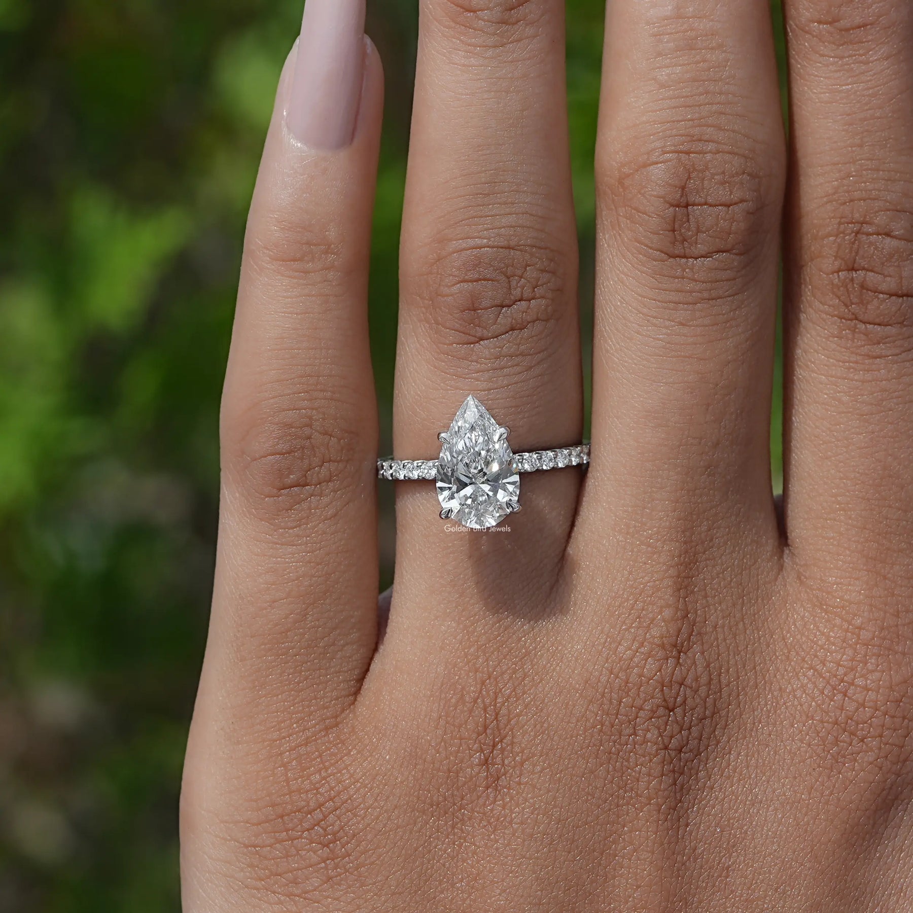 [Lab Diamond Pear Shaped Ring]-[Golden Bird Jewels]