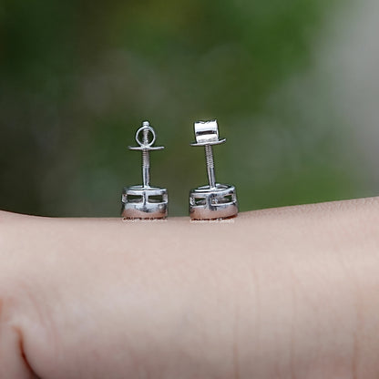 Back View of Pear Shaped Diamond Bezel Set Stud Earrings in screw back