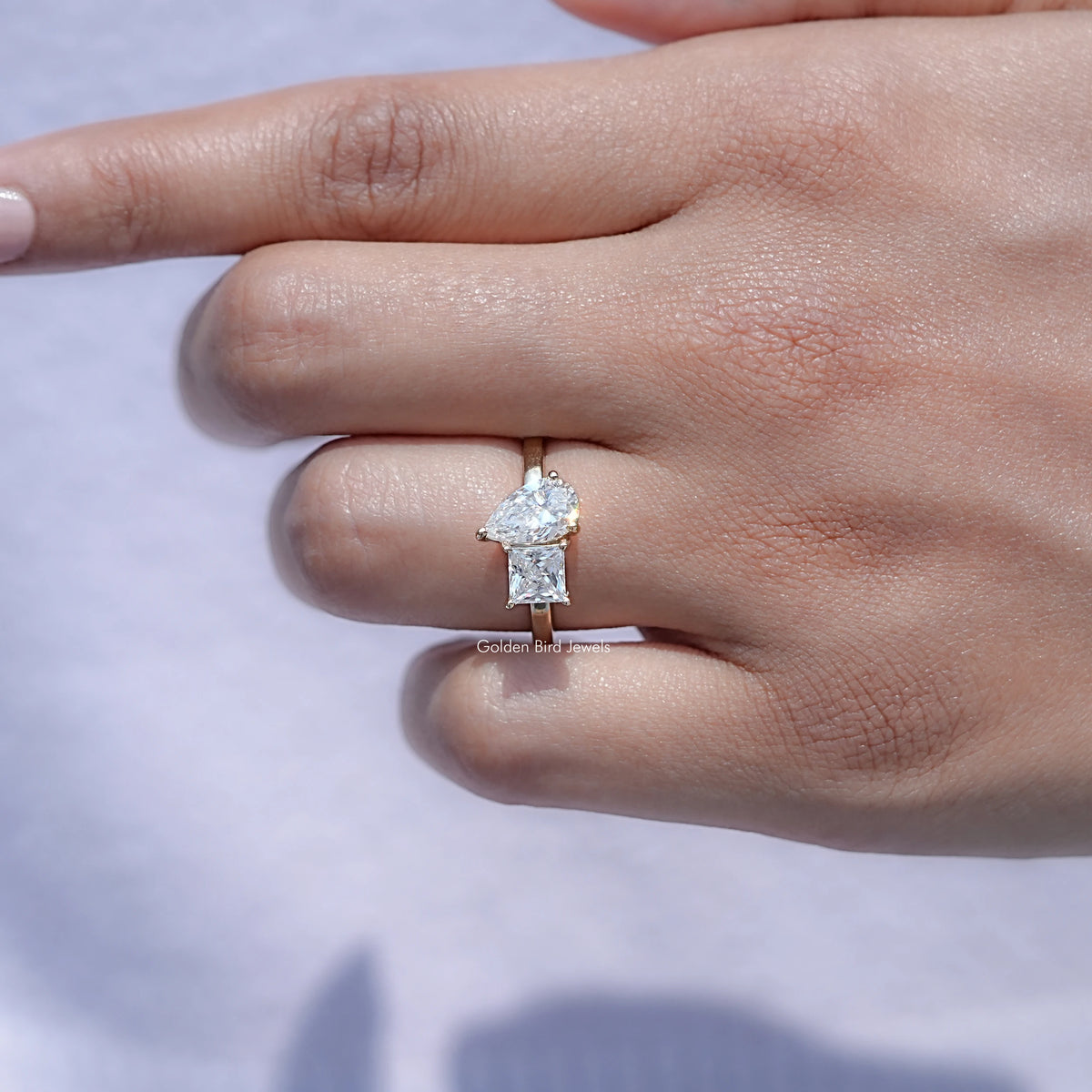 Princess Pear Pear and Princess Cut Toi Et Moi Ring – goldenbirdjewels