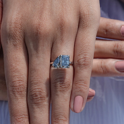 Detailed View Of Pear and Radiant Cut Toi Et Moi Ring