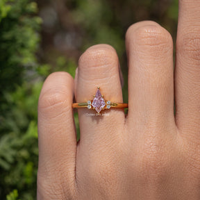 Pink Sapphire Gemstone Kite Cut Engagement Ring