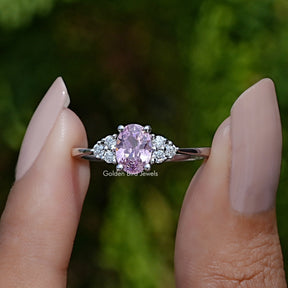 Pink Tourmaline Oval Gemstone Engagement Ring