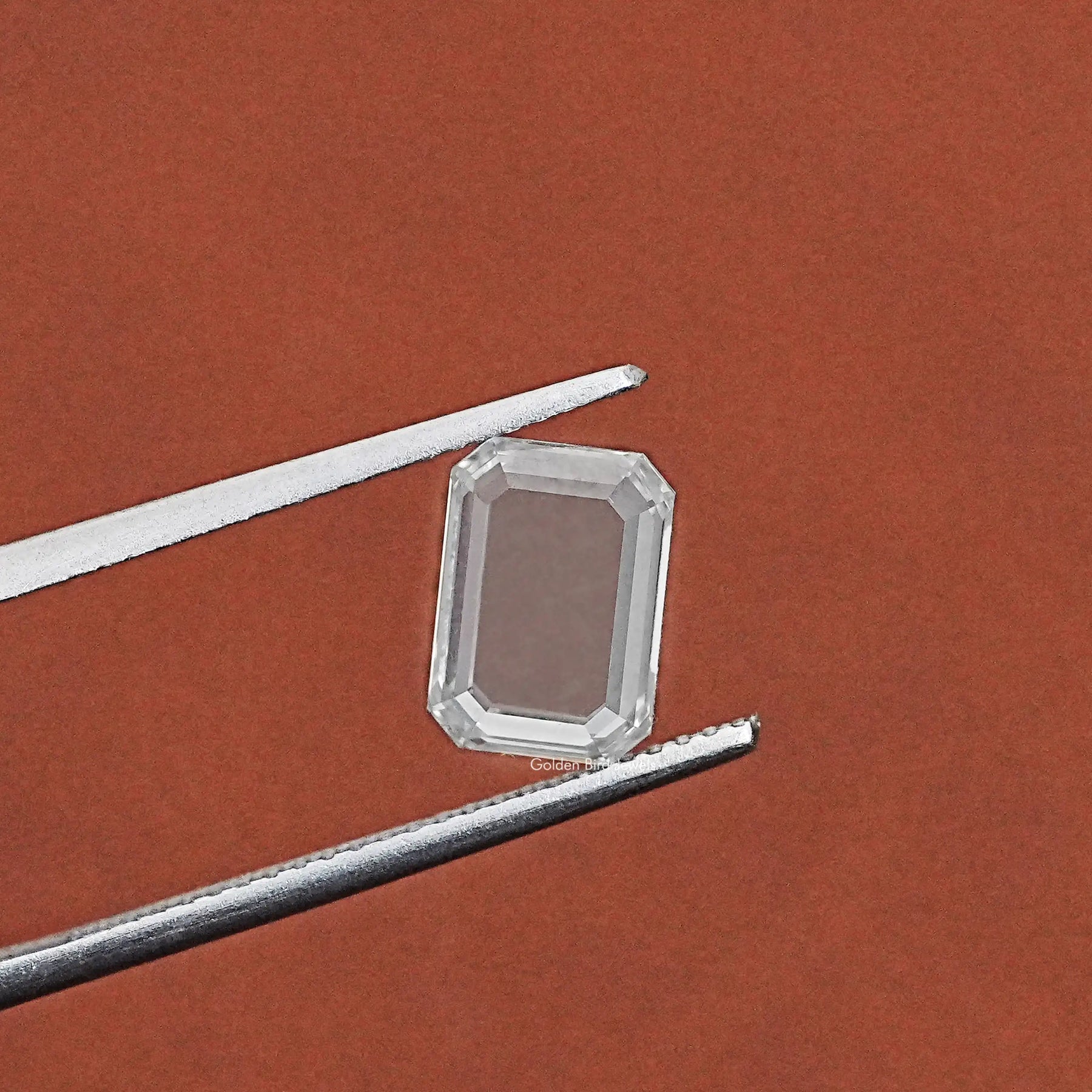 Twijer hold In Portrait Emerald Cut Loose Diamond