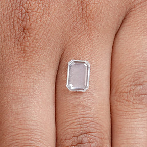 View of Portrait Emerald Cut Loose Diamond In White