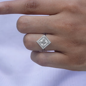 Princess Cut Lab Diamond Halo Engagement Ring