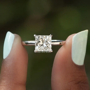 [Prrincess Cut Diamond Solitaire Engagement Ring]-[Golden Bird Jewels]