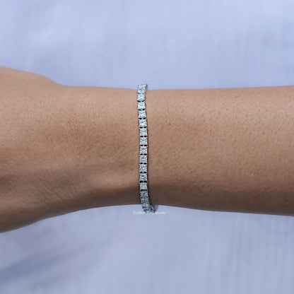 Side View Of Princess Cut Lab Tennis Bracelet
