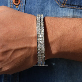 Princess Cut Moissanite Tennis Men's Bracelet