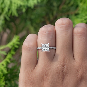 Detailed View Of Diamond Princess Cut Solitaire Ring In White Gold