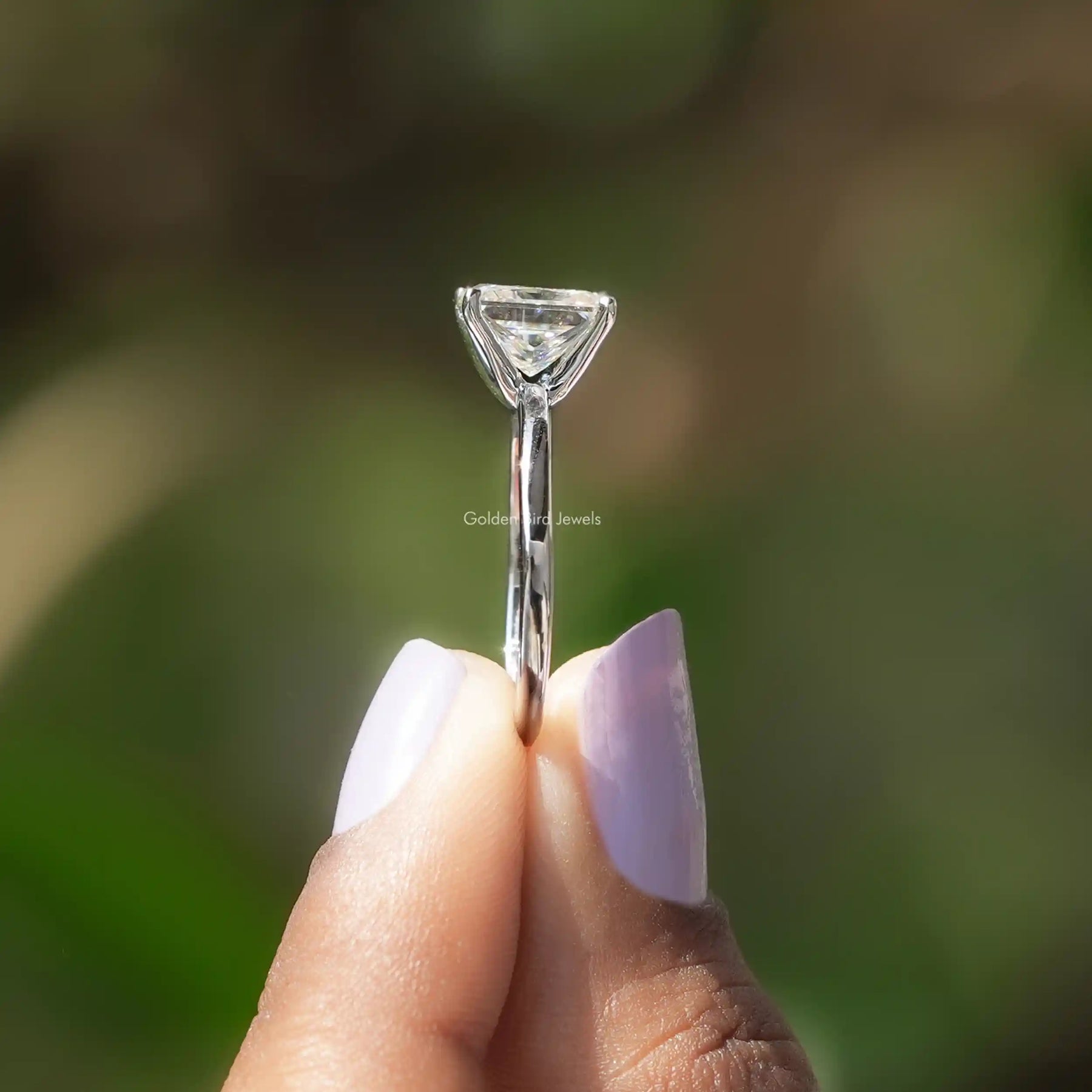 [Moissanite Princess Cut Ring In White Gold]-[Golden Bird Jewels]