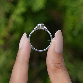 Purple Amethyst Hexagon Gemstone Bezel Ring