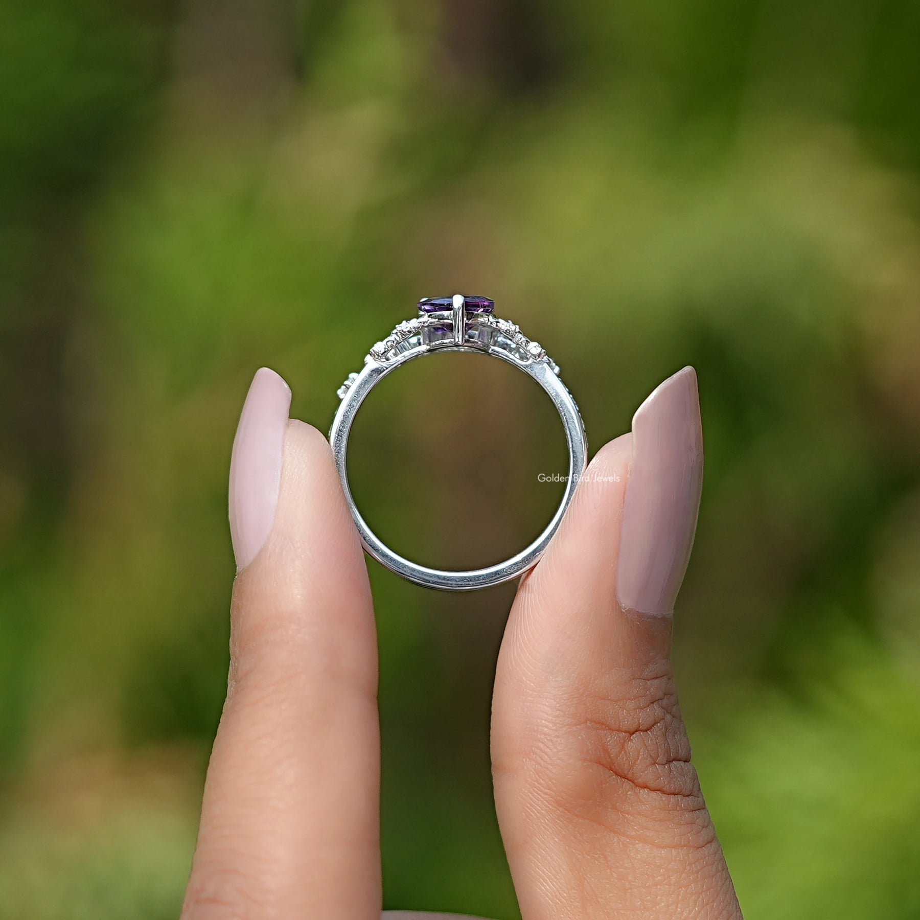 Purple Amethyst Pear Gemstone Ring Set