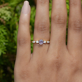 Purple Amethyst Round Cut Gemstone Accent Ring