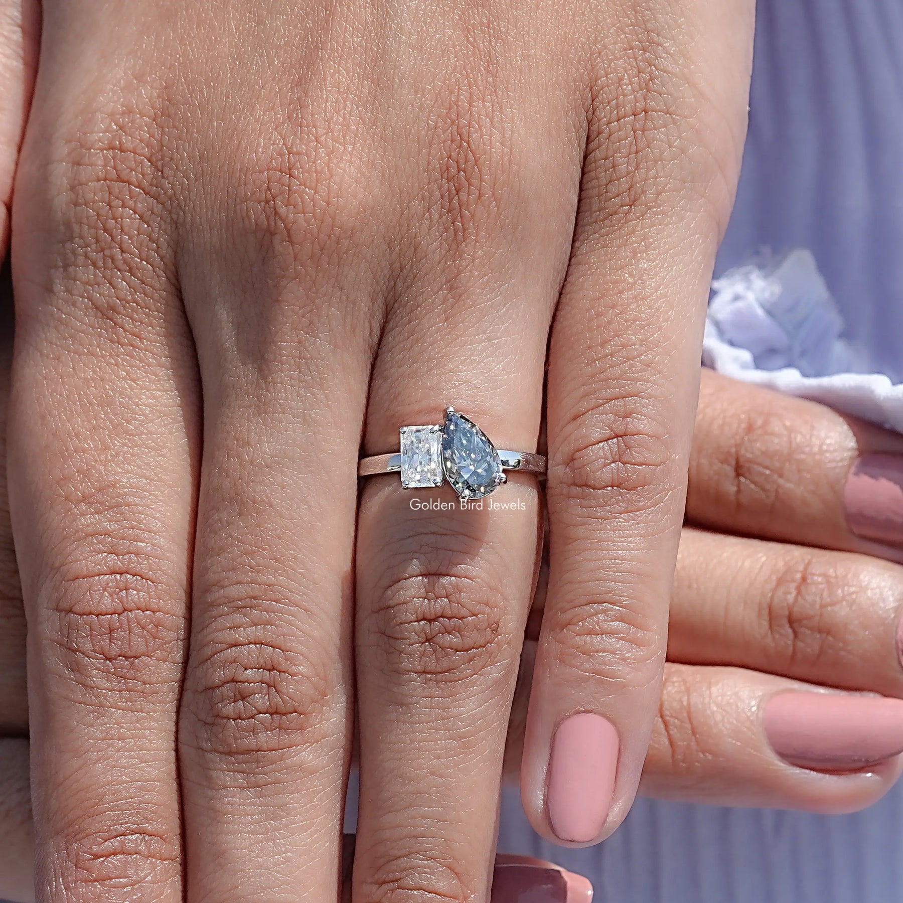 Detailed View Of Toi Et Moi Moissanite Ring Engagement Ring
