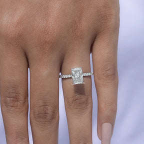 [Radiant Shaped Diamond White Gold Ring]-[Golden Bird Jewels]