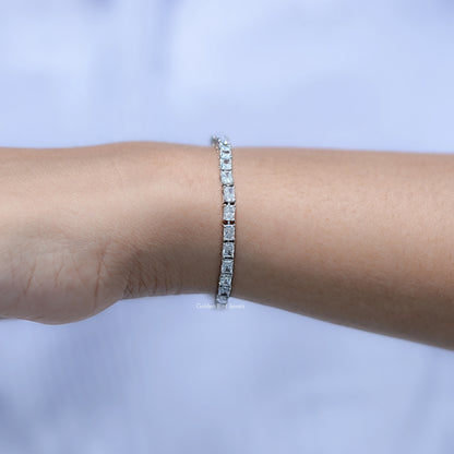 Radiant Cut Diamond Tennis Steel Bracelet