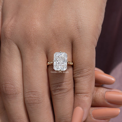 Radiant Cut Moissanite Accent Stone Engagement Ring