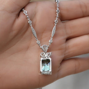 [Moissanite Marquise Cut Wedding Necklace]-[Golden Bird Jewels]