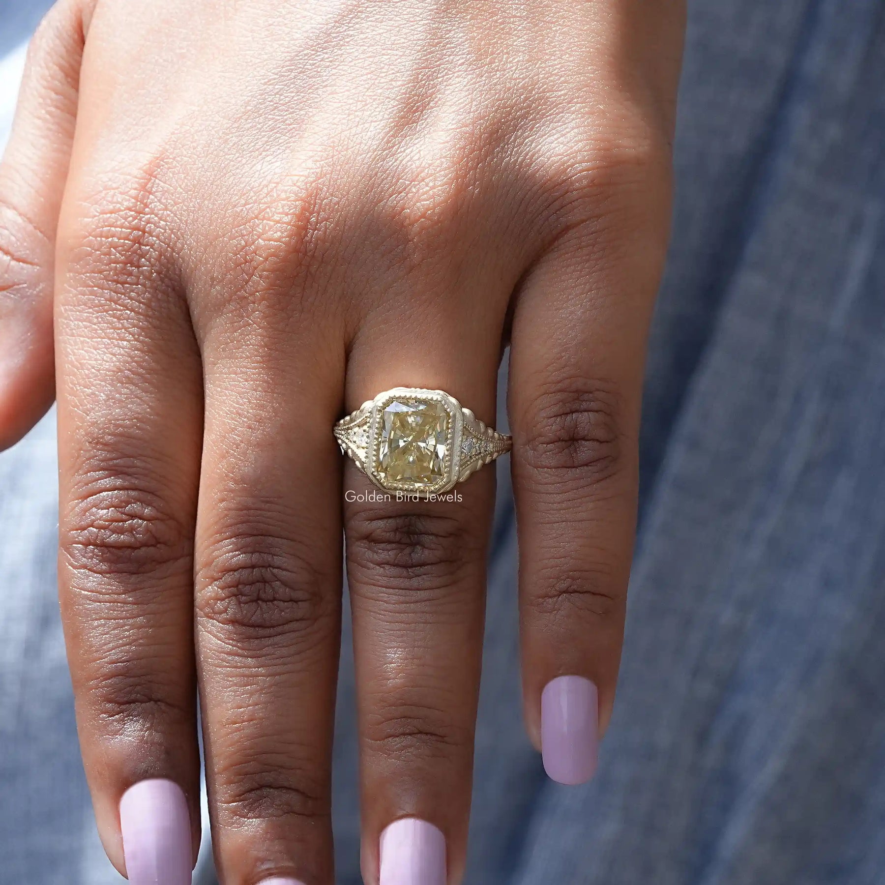 [Yellow Radiant Cut Accent Ring]-[Golden Bird Jewels]