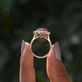 [Cushion Cut Halo Engagement Ring]-[Golden Bird Jewels]