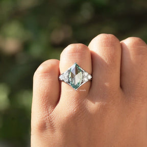 Rose Cut Marquise Moissanite Vintage Engagement Ring
