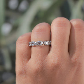 [White Gold Rose Cut Round Full Eternity Band]-[Golden Bird Jewels]