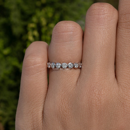 Round Bezel Set Lab Diamond Wedding Band