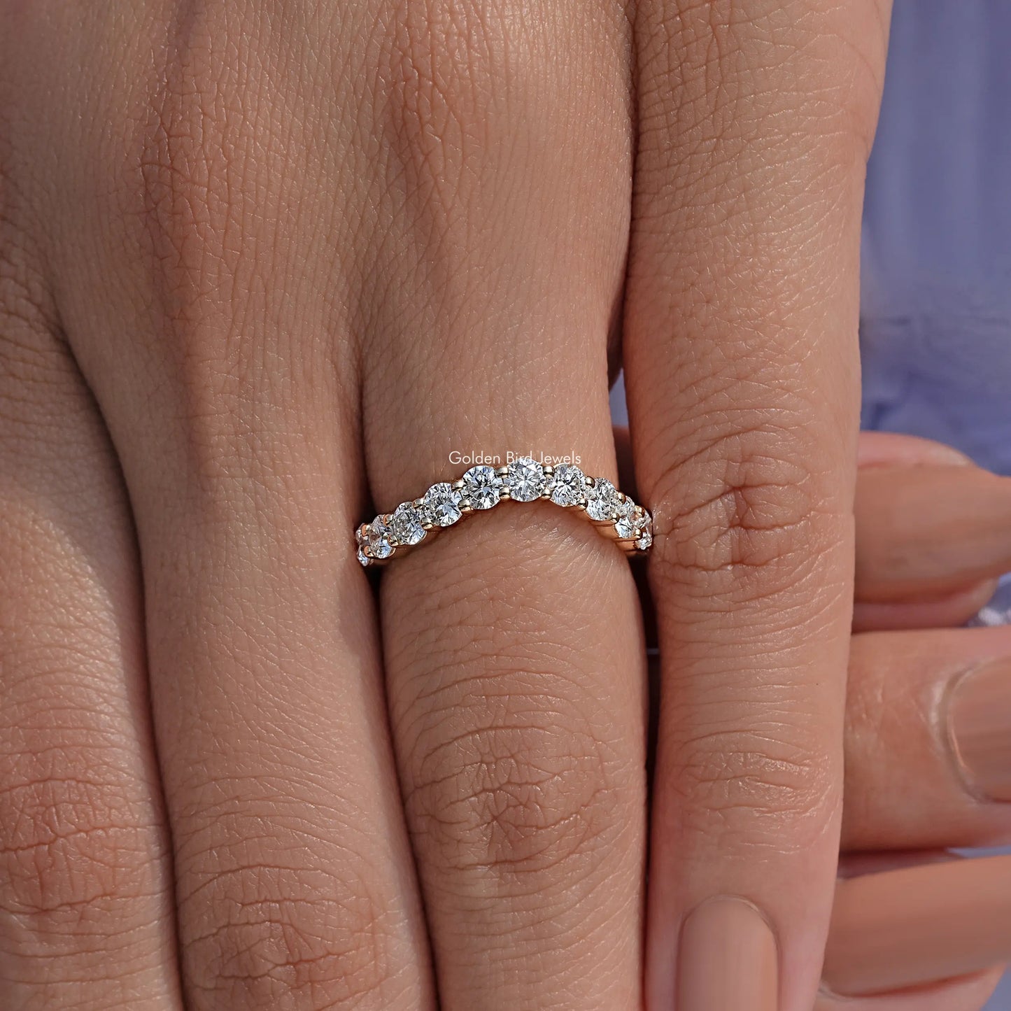 Round Cut Lab Diamond  Eternity Wedding Band