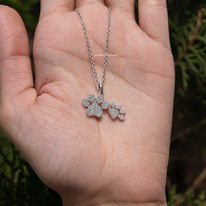 Paw Shaped Round Cut Lab Diamond Pendant