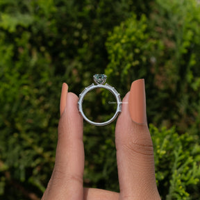 Round And Baguette Moissanite Accent Ring