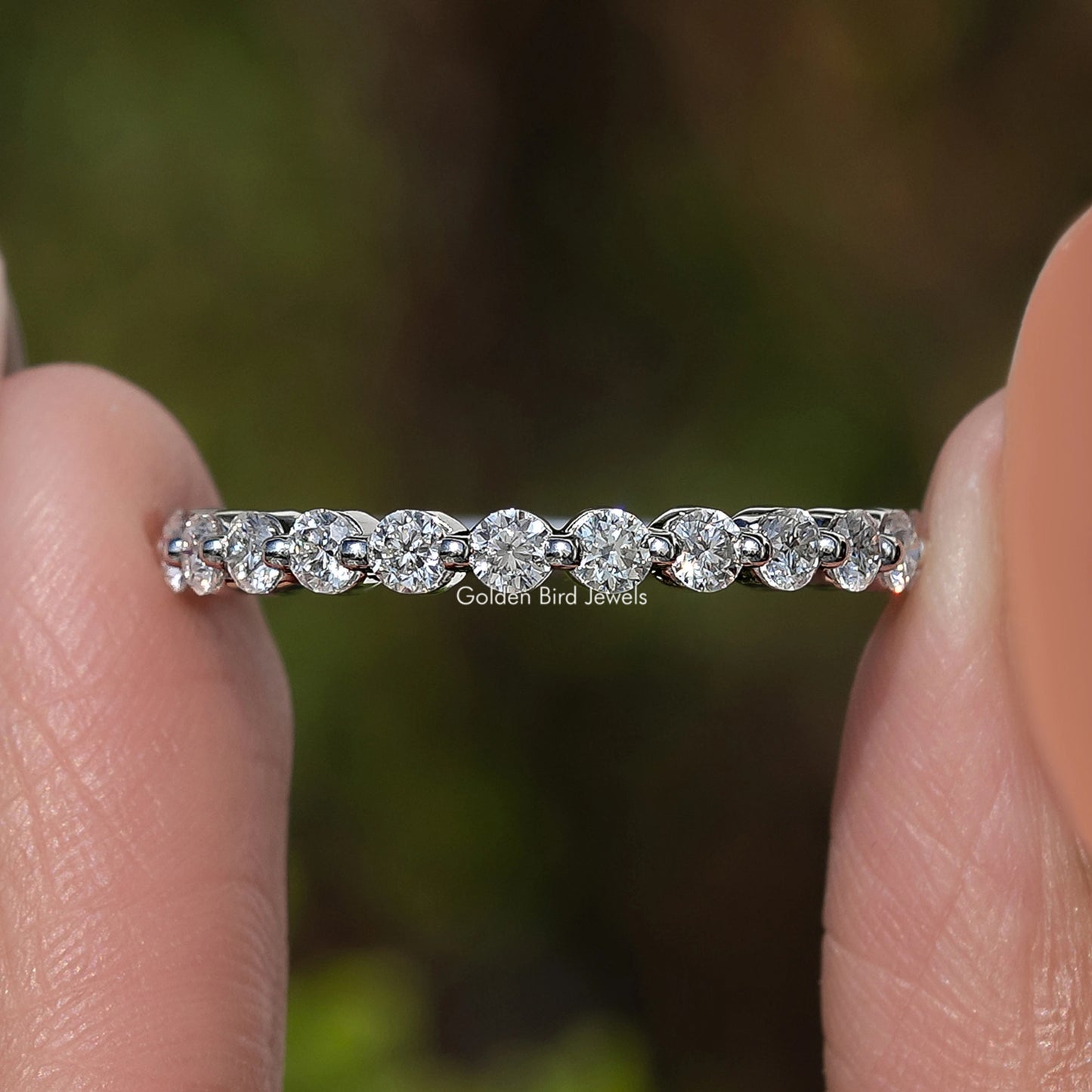 Round Cut Moissanite Diamond Half Eternity Band