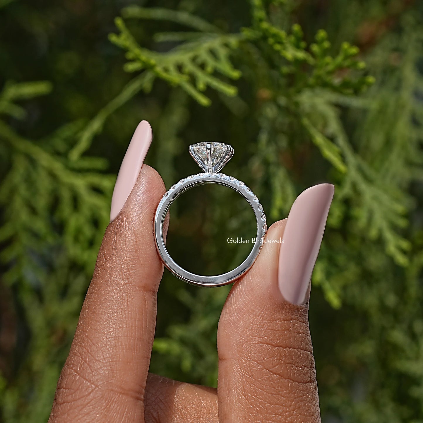 Round Cut Moissanite Engagement Ring Set