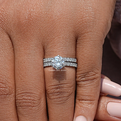 Round Cut Moissanite Engagement Ring Set