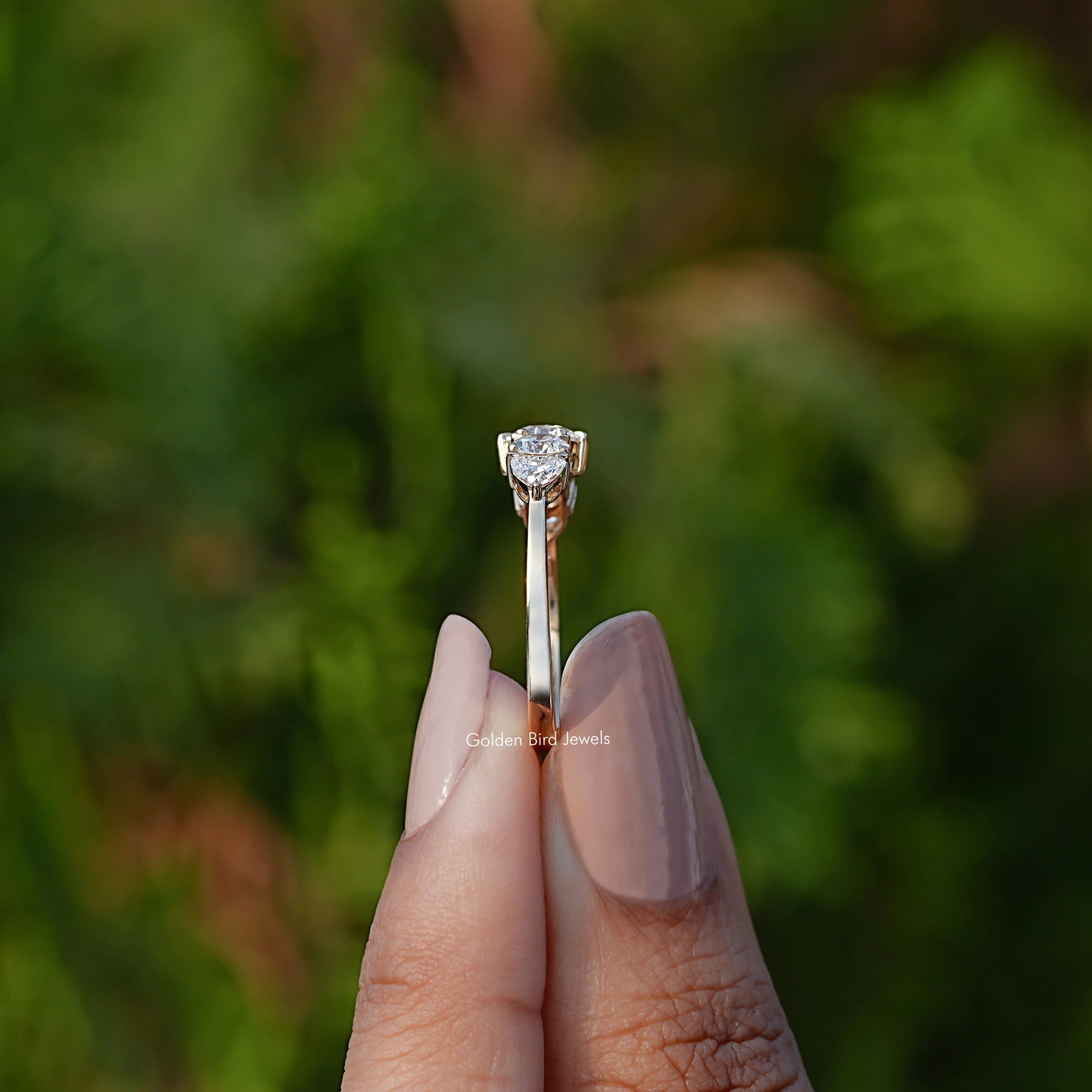 Five Stone Round And Heart Lab Diamond Ring