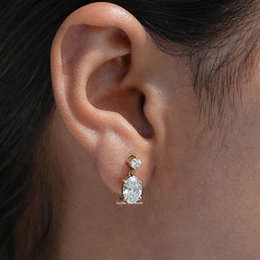 Round And Oval Cut Lab Diamond Drop Earrings