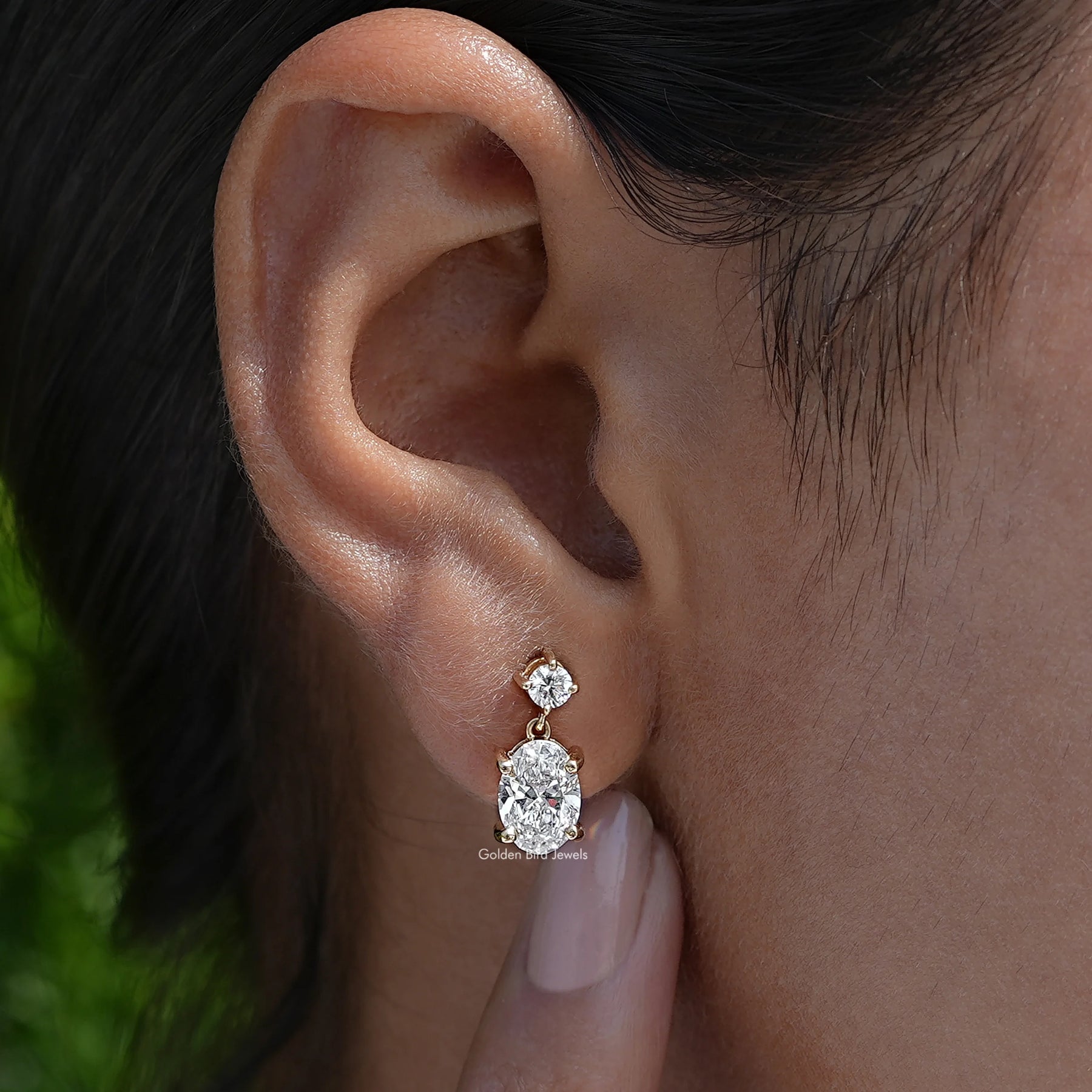 Round And Oval Cut Lab Diamond Drop Earrings