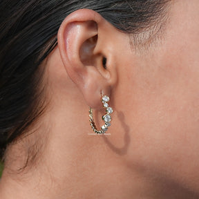 Lab Grown Round Diamond Bezel Set Hoop Earrings