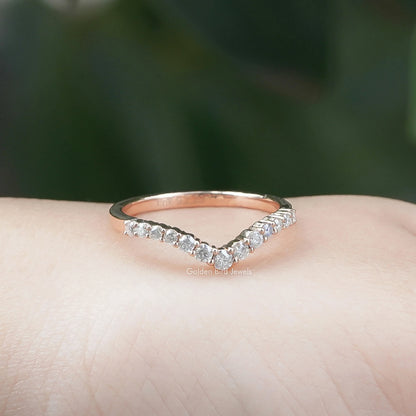Round Cut Lab Diamond Chevron Eternity Band