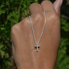 Lab Diamond Round Cut Cross Pendant