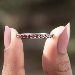 [Round Cut Garnet Eternity Band]-[Golden Bird Jewels]