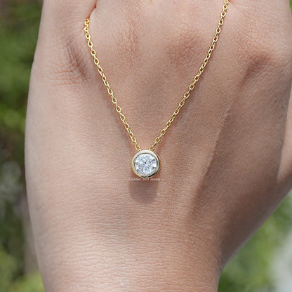 hand Showing View of Round Cut Lab Diamond Pendant