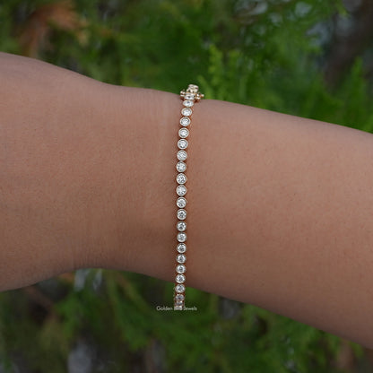 Round Cut Lab Diamond Bezel Set Bracelet