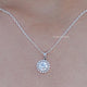 Close up view of Round Cut Lab Diamond Halo Pendant 